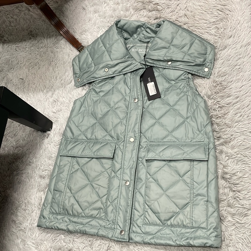 Ilse Jacobsen Light Green Quilted Vest - Spring / Fall (M)